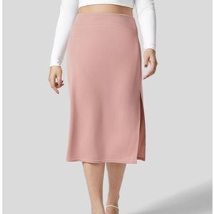NWT Halara Ribbed High Rise Split Bodycon Midi Pink Skirt in Mellow Rose Size 3x